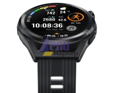 Часовник Huawei Watch GT Runner Runner-B19S, 1.43", Amoled,466x466, 4GB, BT(2.4 GHz, supports BT5.2 and BR+BLE+EDR), WR 5ATM, GPS, WiFi,NFC, Battery 451mAh, Ultra-long battery life 14 days,Harmony OS, APP Galery Black Silicone strap