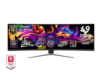 Монитор MSI MPG 491CQPX QD-OLED, 0.03ms, 240Hz, OLED, 5120 x 1440 (DQHD), 32:9, CURVE 1800R, G-Sync Compatible, HDR True Black 400, 450 nits, 99% DCI-P3, AR, DP(1.4a), 2xHDMI 2.1, 1xTypeC DP alt. w/PD (98W), USB Hub, Heigh Adj., VESA, Black, 10.6kg