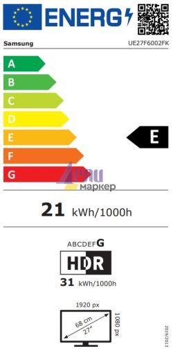 Телевизор Samsung 27" UE27F6002FK FULL HD LED TV SMART 1920x1080 Black