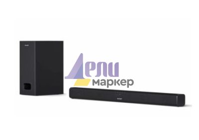 Аудио система Sharp Soundbar HT-SBW110, SLIM 180W 2.1 Wired Subwoofer, HDMI & BLUETOOTH, wireless music streaming, HDMI ARC/CEC, 3.5mm Aux-in, Digital Optical Audio Input, Matt black