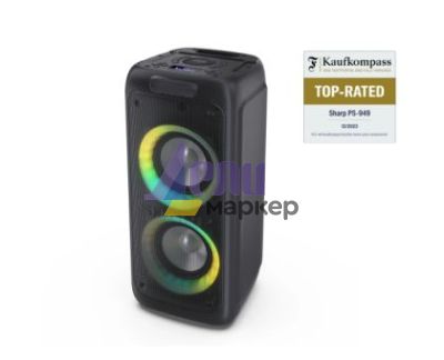 Тонколони Sharp Speakers PS-949, XPARTY STREET BEAT  2 x 8" woofers + horn tweeter, max power output 132 W, 12 h play time by built in battery, True wireless Stereo, USB Music playback and charging, DJ FX, BT 5.0, 2 x Mic/Guitar inputs, Splashproof (IPX4)
