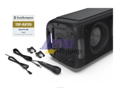 Тонколони Sharp Speakers PS-949, XPARTY STREET BEAT  2 x 8" woofers + horn tweeter, max power output 132 W, 12 h play time by built in battery, True wireless Stereo, USB Music playback and charging, DJ FX, BT 5.0, 2 x Mic/Guitar inputs, Splashproof (IPX4)