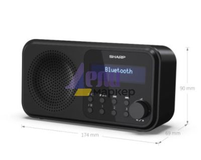 Радио Sharp Radios DR-P420(BK), PORTABLE DIGITAL RADIO, Bluetooth 5.0, 20 DAB+/DAB/FM, Auto time/date, LCD Display, Dual alarm,Micro USB x1 (power supply),3.5mm Headphone jack / line-out, Black