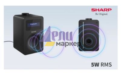 Радио Sharp Radios DR-430(BK), DIGITAL RADIO, Bluetooth 5.0, 5W, 20 DAB+/DAB/FM, Auto time/date, LCD Display, Dual alarm, 3.5mm Headphone jack / line-out, Black