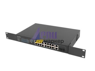 Комутатор Lanberg switch 16x 100mb poe+/2x 1GB/1x sfp rack 19" unmanaged gigabit ethernet 250w