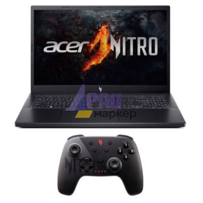 Лаптоп Acer Nitro V15, ANV15-41-R948, AMD Ryzen 7 7735HS( up to 4.55GHz, 12MB), 15.6" FHD(1920x1080)IPS 144Hz, 1*16GB DDR5 (1 slot free), 512 GB PCIe NVMe SSD, NVIDIA GeForce RTX 4050 6GB GDDR6, Wi-Fi AX, BT, No OS, Black + Nitro Wireless gamepad in the b