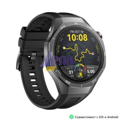 Часовник Huawei Watch GT5 Pro Vili-B29F, 1.43", Amoled, 466x466, PPI 326, BT5.2, BLE/BR/EDR, 524mAh, 40-meter free diving, HUAWEI TruSense System, ECG analysis, Battery life up to 14 days, Compatible with iOS and Android devices, Black Fluoroelastomer
