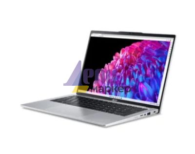 Лаптоп Acer Swift Go 14,SFG14-73-59KB, Intel Core Ultra 5,(up to 4.30GHz, 12MB), 14" 2.2K IPS (2240x1400) sRGB100% SlimBezel, 1*16GB LPDDR5X 6400MHz, 512GB PCIe NVMe SSD, Intel UMA, QHD Cam, WiFi 7, BT 5.3, Backlit Kbd, No OS, Silver