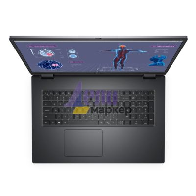 Лаптоп Dell Precision 7780, Intel Core i7-13850HX (30MB, 20 Cores (8P+12E) up to 5.3GHz), 17" FHD (1920x1080), WVA AG 500 nits, IR Cam, 16GB, 1x16GB 4800MT/s CAMM, 512GB M.2 PCIe x4 NVMe, NVIDIA RTX 2000 Ada 8GB GDDR6, Wi-Fi 6E, BT, FPR, Backlit, Win 11 P