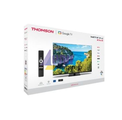 Телевизор Thomson Smart UHD TV 43"; Google TV; 3840 x 2160 (4K UHD), 4000:1, DLED, 60 Hz, DVB-T/T2/C/S/S2, HDR10, Wi-Fi, Bluetooth, LAN, HDMI 2 (2.0) + 2 (2.1), USB 2 (2.0) + 1 (3.0),Central Swivel Stand, Black