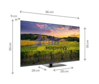 Телевизор Thomson Smart QLED TV 43"; Google TV; 3840 x 2160 (4K UHD), 4000:1, QLED, 60 Hz, DVB-T/T2/C/S/S2, HDR10, Hotel mode, Wi-Fi, Bluetooth, LAN, HDMI 2 (2.0) + 2 (2.1), USB 2 (2.0) + 1 (3.0), Central Swivel Stand, Dark gray