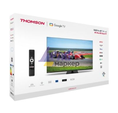 Телевизор Thomson Smart QLED Pro TV 50"; Google TV; 3840 x 2160 (4K UHD), DLED, 144 Hz, DVB-T/T2/C/S/S2, HDR10, Wi-Fi, Bluetooth, LAN, HDMI 4 (2.1), USB 2 (2.0) + 1 (3.0), Central Swivel Stand, Black