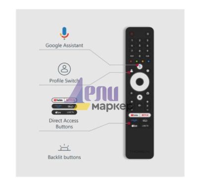 Телевизор Thomson Smart QLED Pro TV 50"; Google TV; 3840 x 2160 (4K UHD), DLED, 144 Hz, DVB-T/T2/C/S/S2, HDR10, Wi-Fi, Bluetooth, LAN, HDMI 4 (2.1), USB 2 (2.0) + 1 (3.0), Central Swivel Stand, Black