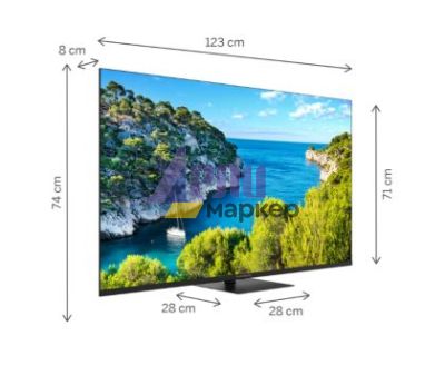 Телевизор Thomson Smart UHD TV 55"; Google TV; 3840 x 2160 (4K UHD), 4000:1, DLED, 60 Hz, DVB-T/T2/C/S/S2, HDR10, Wi-Fi, Bluetooth, LAN, HDMI 2 (2.0) + 2 (2.1), USB 2 (2.0) + 1 (3.0),Central Swivel Stand, Black