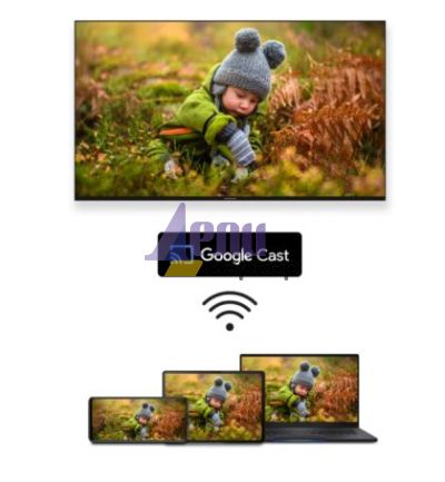 Телевизор Thomson Smart UHD TV 55"; Google TV; 3840 x 2160 (4K UHD), 4000:1, DLED, 60 Hz, DVB-T/T2/C/S/S2, HDR10, Wi-Fi, Bluetooth, LAN, HDMI 2 (2.0) + 2 (2.1), USB 2 (2.0) + 1 (3.0),Central Swivel Stand, Black