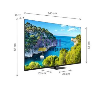 Телевизор Thomson Smart UHD TV 65"; Google TV; 3840 x 2160 (4K UHD), 4000:1, DLED, 60 Hz, DVB-T/T2/C/S/S2, HDR10, Wi-Fi, Bluetooth, LAN, HDMI 2 (2.0) + 2 (2.1), USB 2 (2.0) + 1 (3.0),Central Swivel Stand, Black