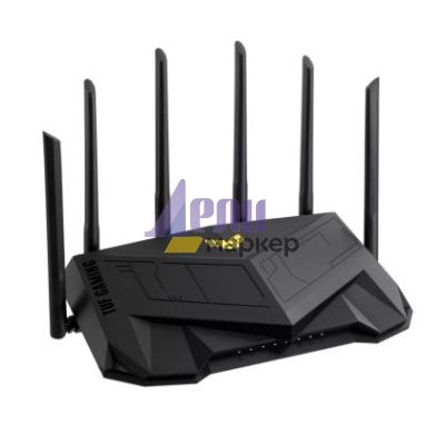 Рутер Asus Gaming Wireless TUF Router AX6000, Dual-Band, Quad-Core 2.0GHz CPU, 256MB/512MB Flash/RAM, 2.5G dual-port, AiProtection Pro, Adaptive QoS, VPN Fusion, IPTV, OFDMA, MU-MIMO, Beamforming, Link Aggregation, Port forwarding, AiM, Black