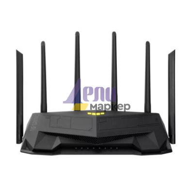 Рутер Asus Gaming Wireless TUF Router AX6000, Dual-Band, Quad-Core 2.0GHz CPU, 256MB/512MB Flash/RAM, 2.5G dual-port, AiProtection Pro, Adaptive QoS, VPN Fusion, IPTV, OFDMA, MU-MIMO, Beamforming, Link Aggregation, Port forwarding, AiM, Black