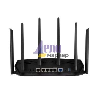 Рутер Asus Gaming Wireless TUF Router AX6000, Dual-Band, Quad-Core 2.0GHz CPU, 256MB/512MB Flash/RAM, 2.5G dual-port, AiProtection Pro, Adaptive QoS, VPN Fusion, IPTV, OFDMA, MU-MIMO, Beamforming, Link Aggregation, Port forwarding, AiM, Black