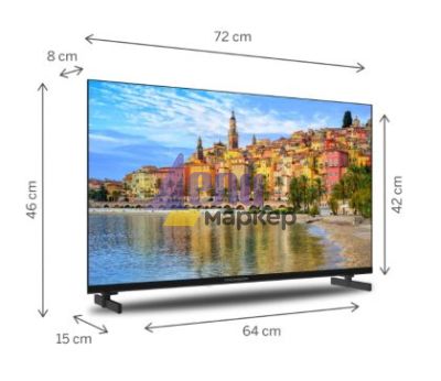 Телевизор Thomson Smart FHD TV 32"; Google TV; 1920 x 1080 (FHD), DLED, 60 Hz, DVB-T/T2/C/S/S2, Wi-Fi, Bluetooth, LAN, HDMI 3 (1.4), USB 2 (2.0), 12 Volt adapter included, Side Feet, Black