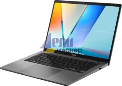 Лаптоп Asus Vivobook S M3407KA-SF030,AMD Ryzen 5 AI,14.0 OLED WUXGA(WU) 1920X1200 16:10 Bend+300nits Glare DCI-P3:95% Glare 60 Hz,16GB DDR5 (on BD),1TB SSD,Backlit Chiclet Keyboard with Num-key, No OS, Matt Grey, AI PC +Backpack