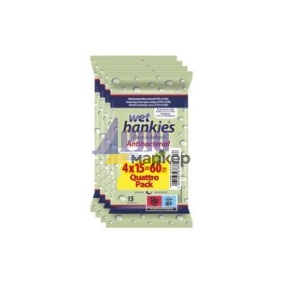 Мокри кърпи Wet Hankies Почистващи и ароматизиращи, 4x15 бр. в плик