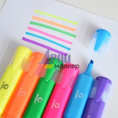 Текст маркер Bluering Скосен връх 1-5 mm, 6 цвята