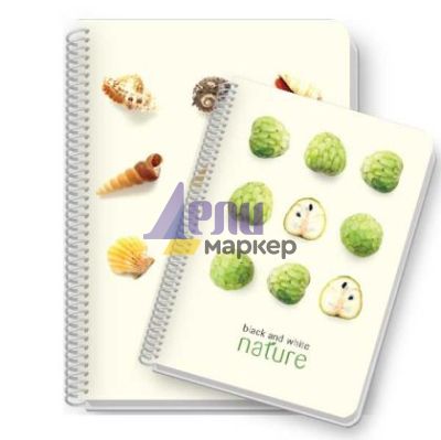 Тетрадка Black&White Nature Mix PP корица, спирала, creamy офсет, 2 теми, А5 100 л. с редове
