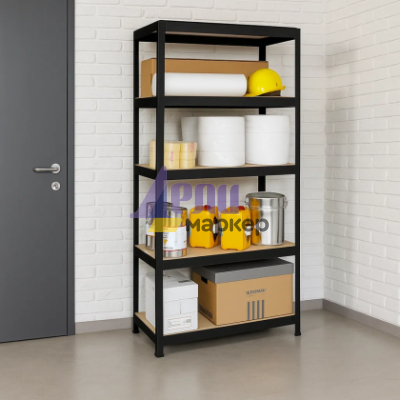 Метален стелаж STAR 180x90x45 см, до 275 кг на рафт  - черен