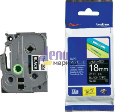Консуматив Brother TZe-345 Tape White on Black, Laminated, 18mm, 8m - Eco