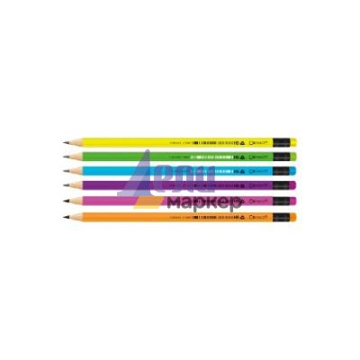 Молив Connect Neon HB, подострен, с гума, 72 броя в чаша