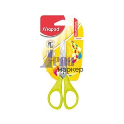 Детска ножица Maped Essentials Kids Обли върхове, 13 cm в блистер, Цветен микс