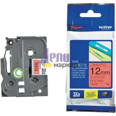 Консуматив Brother TZe-431 Tape Gloss Black on Red, 12mm, 8m