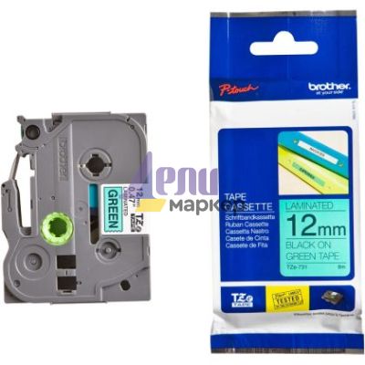 Консуматив Brother TZe-731 Tape Black on Green, Laminated, 12mm, 8m - Eco