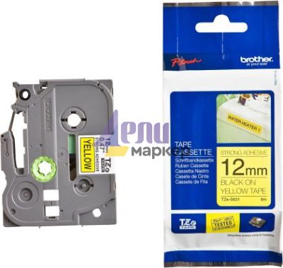 Консуматив Brother TZe-S631 Tape Black on Wellow, Strong Adhesive, 12mm, 8 m