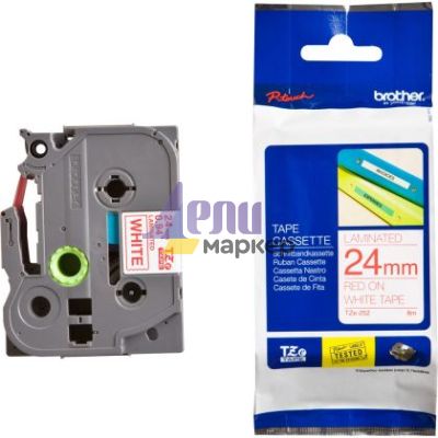 Консуматив Brother TZe-252 Tape Red on White, Laminated, 24mm, 8 m