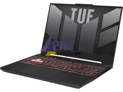 Лаптоп Asus TUF A15 FA507RC-HN050, AMD Ryzen 7 6800H, 15.6" FHD (1920x1080) 144 Hz, 16GB DDR5 4800(2*8), 512 GB M.2 SSD, RTX 3050 4GB GDDR6, Wi-Fi 6(802.11ax), Backlit Chiclet Keyboard 1-Zone RGB, no OS, Mecha Gray