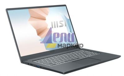 Лаптоп MSI Modern 15 A5M, AMD Ryzen 7 5700U (8C/16T, up to 4.3GHz, 8MB L3), 15.6" FHD 1920x1080, AG, IPS-Level, AMD Graphics, 8GB (1x8) DDR4 3200, 512GB PCIe SSD, WebCam 720p, Wi-Fi 6E, BT 5.2, backlight KB (White), 2Y, 3 cell 52Whr, Carbon Gray, NO OS, 1
