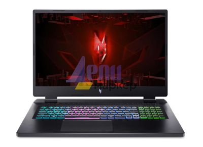 Лаптоп Acer Nitro 5, AN17-41-R11K, Ryzen 7 7840HS (3.80GHz up to 5.10GHz, 24MB), 17.3" QHD (2560x1440) IPS, 165Hz, 16GB DDR5 (1 slot free), 1024GB PCIe SSD, RTX 4070 8GB GDDR6, Wi-Fi 6e, BT 5.1, HD Mic&Cam, RGB Backlit KB, No OS, Black