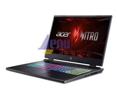 Лаптоп Acer Nitro 5, AN17-41-R11K, Ryzen 7 7840HS (3.80GHz up to 5.10GHz, 24MB), 17.3" QHD (2560x1440) IPS, 165Hz, 16GB DDR5 (1 slot free), 1024GB PCIe SSD, RTX 4070 8GB GDDR6, Wi-Fi 6e, BT 5.1, HD Mic&Cam, RGB Backlit KB, No OS, Black+Philips 32PHS6808/1