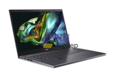 Лаптоп Acer Aspire 5, A515-58M-56WA, Intel Core i5-1335U (1.3GHz up to 4.60GHz, 12MB), 15.6" FHD IPS SlimBezel, 16 GB DDR5, 512GB PCIe NVMe SSD, Intel Iris Xe Graphics, Wifi 802.11AX, BT, HD Cam, KB Backlight, Fingerprint reader, Linux, Gray