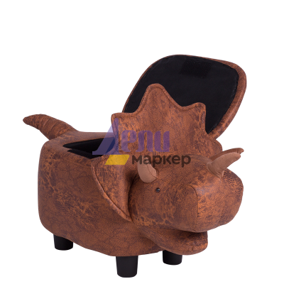 Детска табуретка с ракла - кафяв динозавър