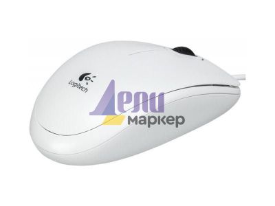 Мишка Logitech B100 Оптична, USB, Бяла