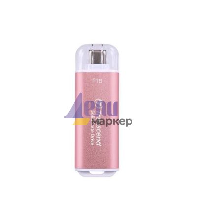 Твърд диск Transcend 1TB, USB External SSD, ESD300P, USB 10Gbps, Type C, Pink