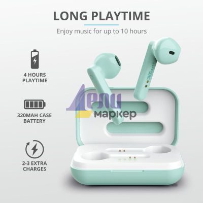 Слушалки TRUST Primo Touch Bluetooth Earphones Mint