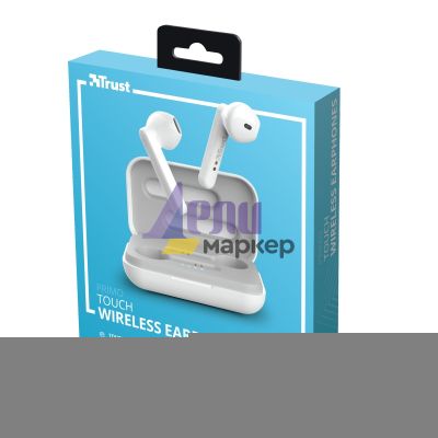 Слушалки TRUST Primo Touch Bluetooth Earphones White