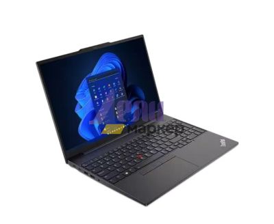 Лаптоп Lenovo ThinkPad E16 G1 AMD Ryzen 7 7730U (2.0GHz up to 4.5GHz, 16MB), 24GB(8+16) DDR4 3200MHz, 1TB SSD, 16" WUXGA (1920x1200) IPS AG, AMD Radeon Graphics, WLAN, BT, 1080p&IR Cam, Backlit KB, FPR, 3 cell, Graphite Black, DOS, 3Y