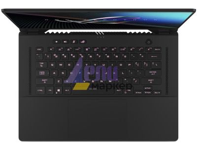 Лаптоп Asus ROG Zephyrus M16 GU603ZX-K8038W, Intel i9-12900H 2.5GHz (24M Cache, up to 5GHz 6 cores), 16"WQXGA (2560 x 1600,16:10)165Hz, 32GB DDR5 4800Mhz(2*16),PCIE NVME 2TB M.2 SSD,  RTX 3080 Ti 16 GB GDDR6,WiFi 6e,RGB Kbd, Windows 11 ,Off Black