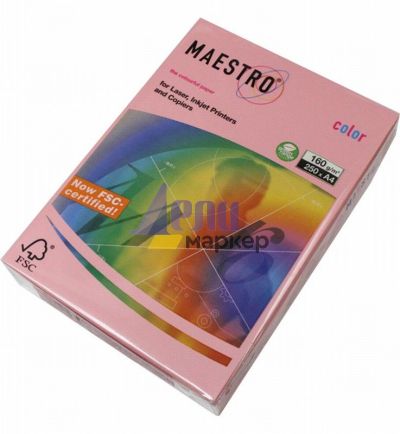 Цветен картон Maestro Color Розов пастел, А4, 250 л. 160 g/m2