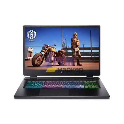 Лаптоп Acer Nitro 5, AN17-51-7593, Core i7-13700H (3.70GHz up to 5.00GHz, 24MB), 17.3" QHD (2560x1440) IPS, 165Hz, 16GB DDR5 (1 slot free), 1024GB PCIe SSD, RTX 4060 8GB GDDR6, Wi-Fi 6e, BT 5.1, HD Mic&Cam, RGB Backlit KB, No OS, Black